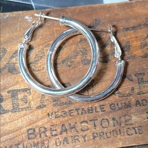 Silver Steel Hoop Earrings